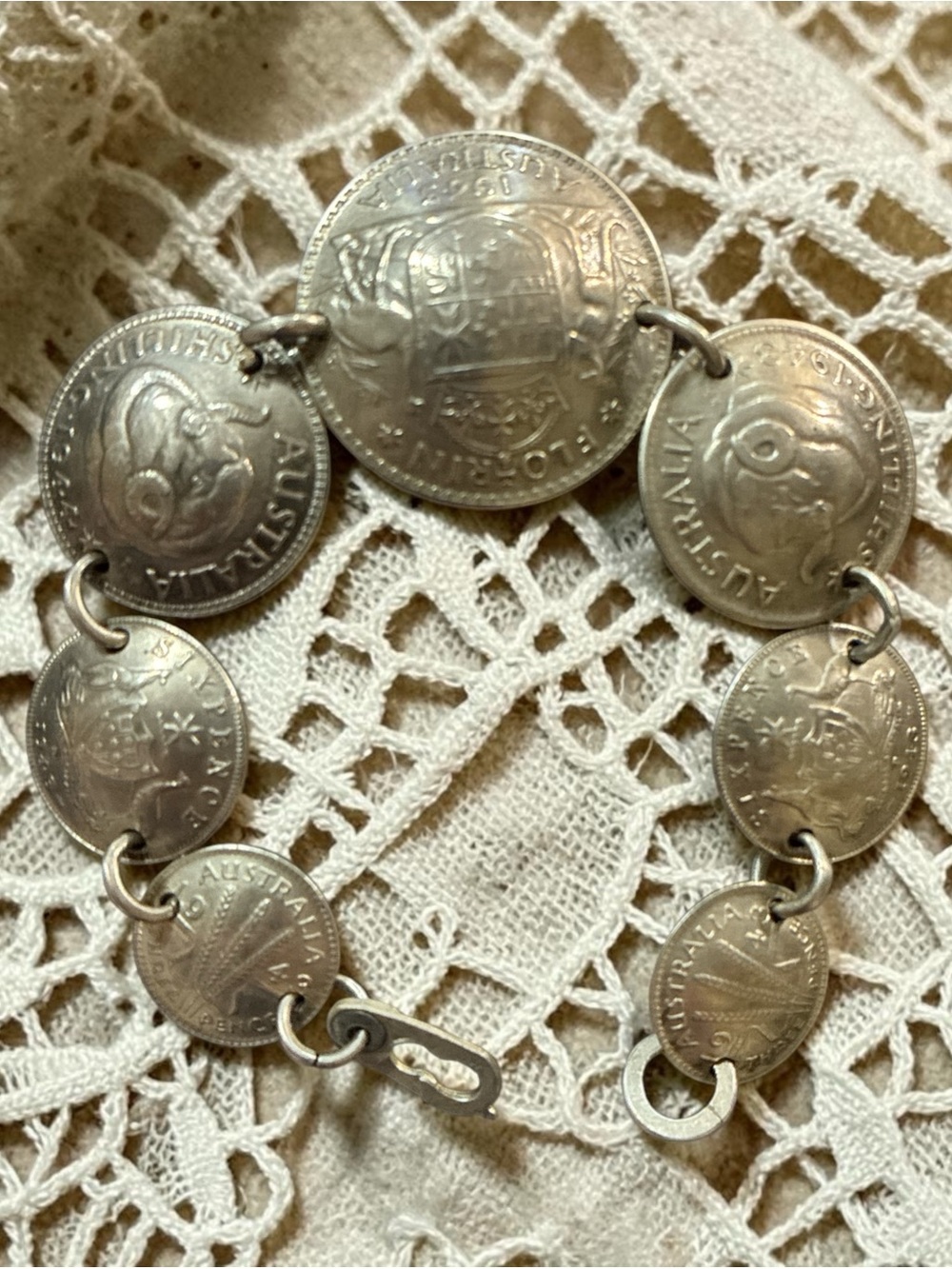 Vintage 1940s Australian Coin Link Bracelet